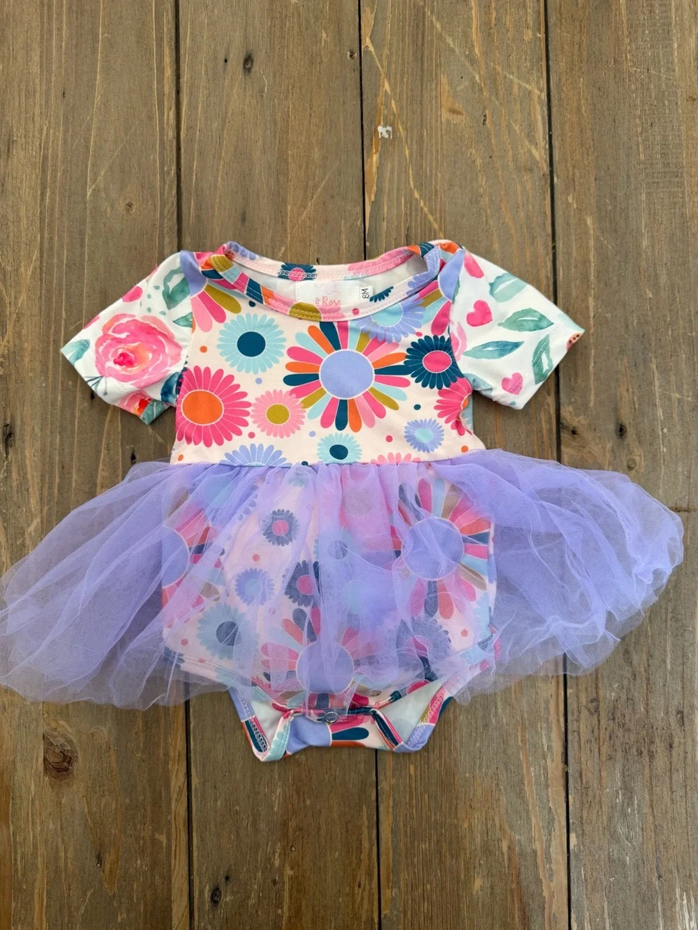 Mila & Rose floral colorful tutu bodysuit 3-6mo summer botique
